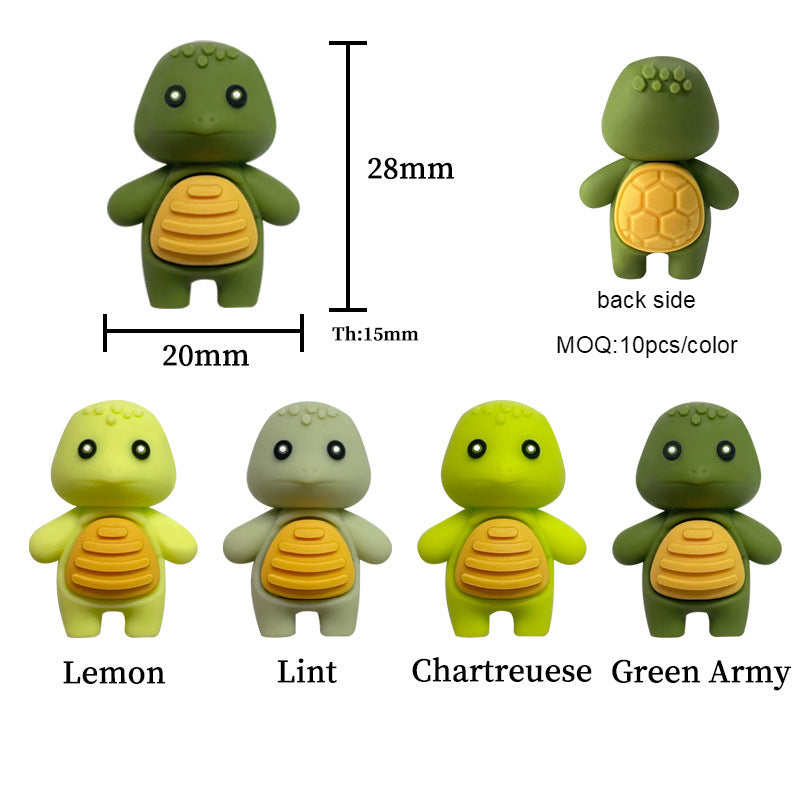 Wholesale 20pcs 3D three-dimensional silicone molar gum beads beaded pen turtle loose beads jewelry